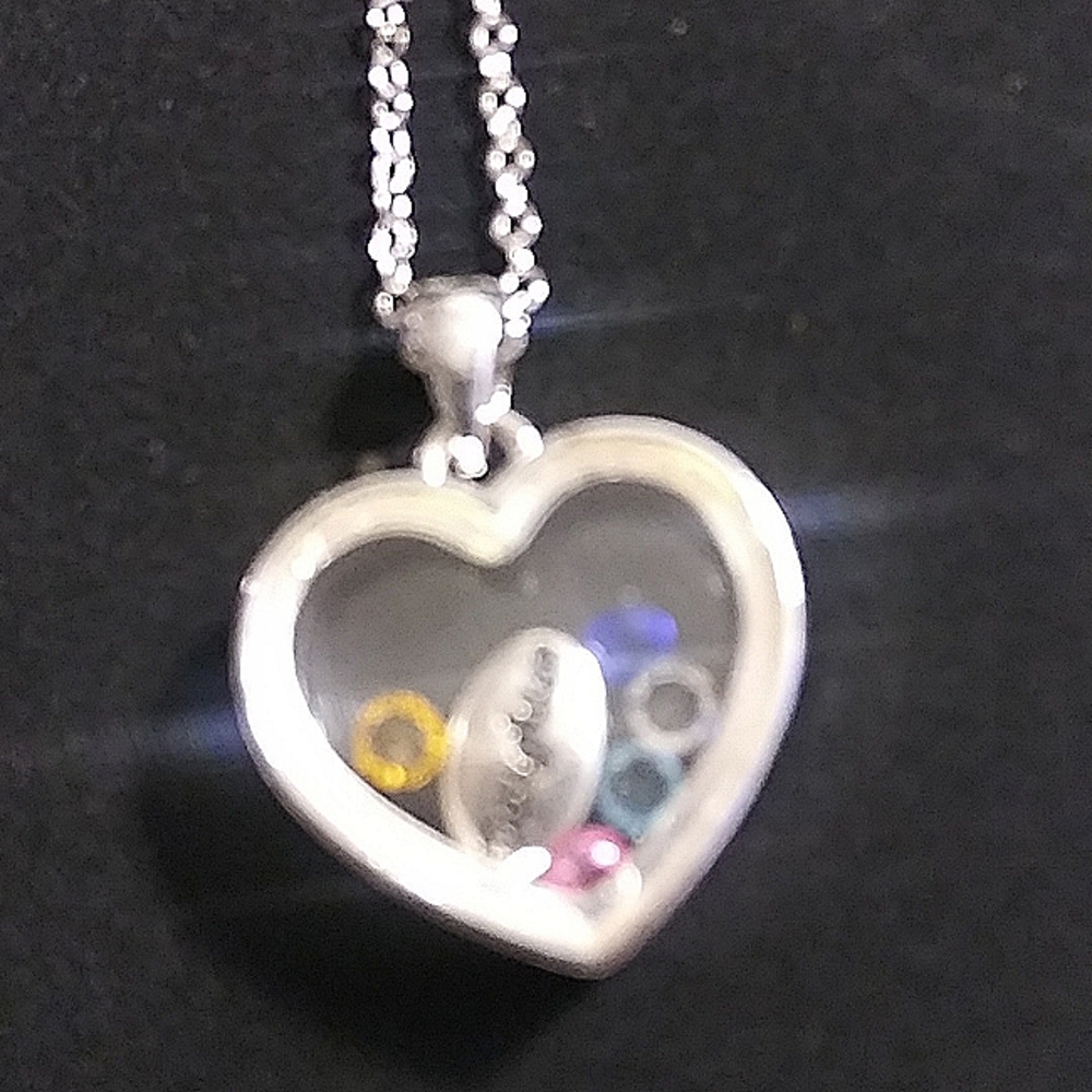 Heart Shaped Glass Necklace with Daughter Sister Friend Multi Color Crystal Bead